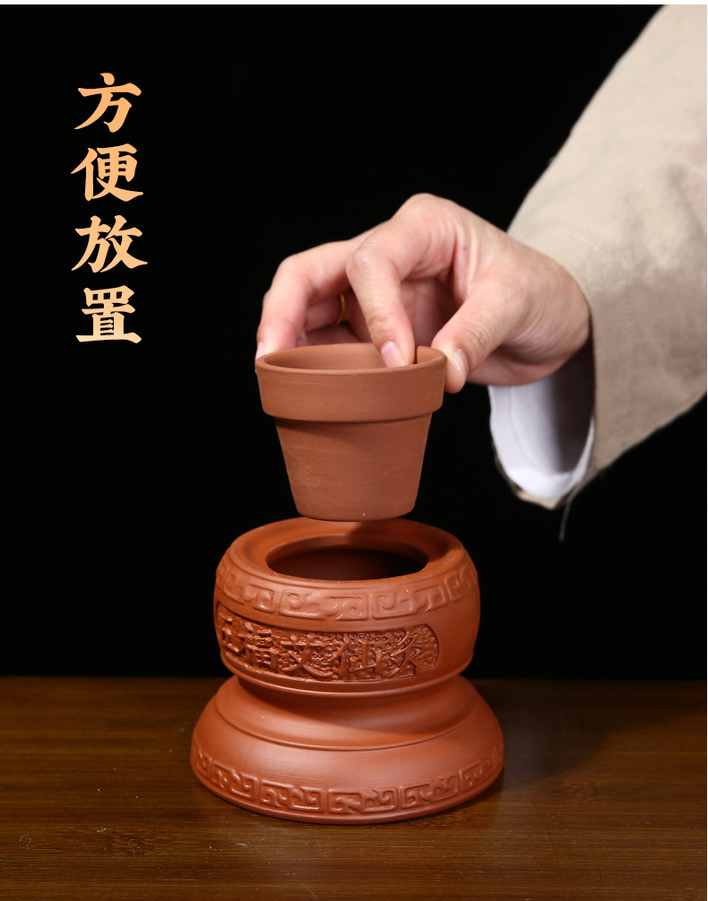 Purple Clay Moxibustion Jar Wuyin Yin Yang Cup Portable Navel Moxa Burner for Home Massage and Warming Therapy specifications