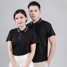 薄款翻领T恤夏季polo衫工作服男女工厂服餐饮翻领短袖修身文化衫