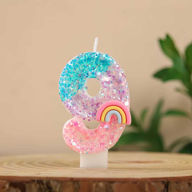 創意0-9デジタルキャンドルdiy虹誕生日ケーキ装飾アマゾン速売通クロスボーダー電気商供給源|undefined