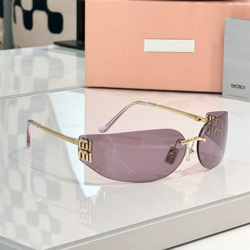 Новые солнцезащитные очки miu premium без оправы узкая версия женские все в одном curved очки против UV SMUA51