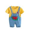 Children's cartoon summer short sleeve T-shirt for leisure, suspenders, set, season 2021, with short sleeve