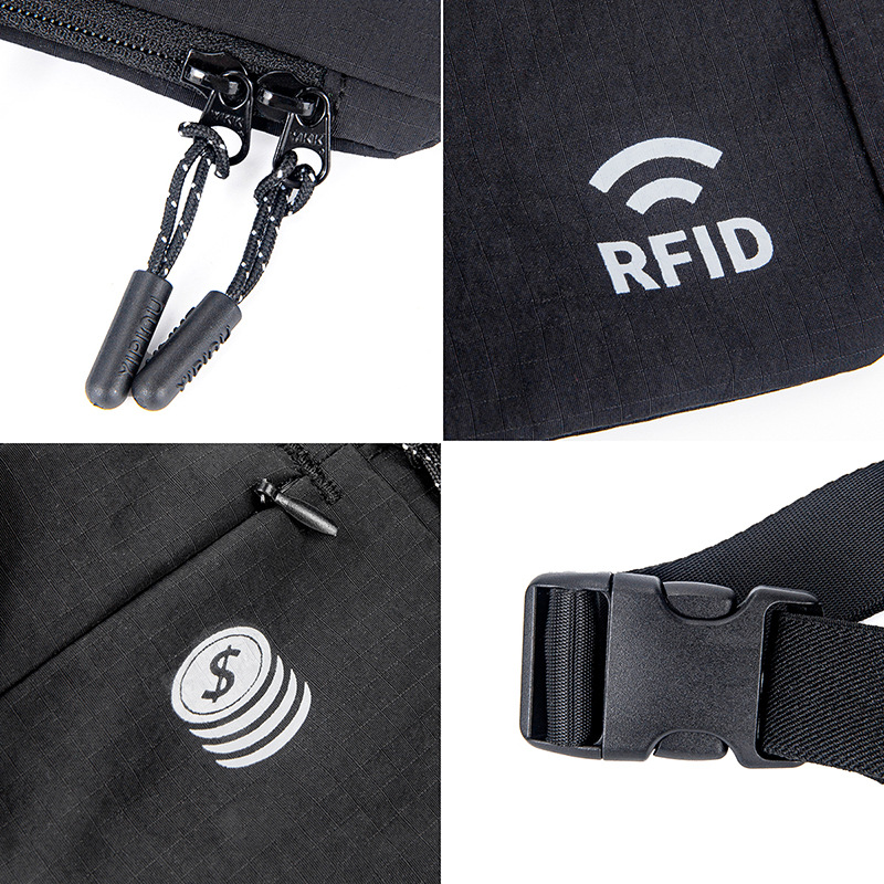 Weiqiang new cross-border travel RFID anti-theft waist bag outdoor sports running waterproof nylon close-fitting lightweight 4