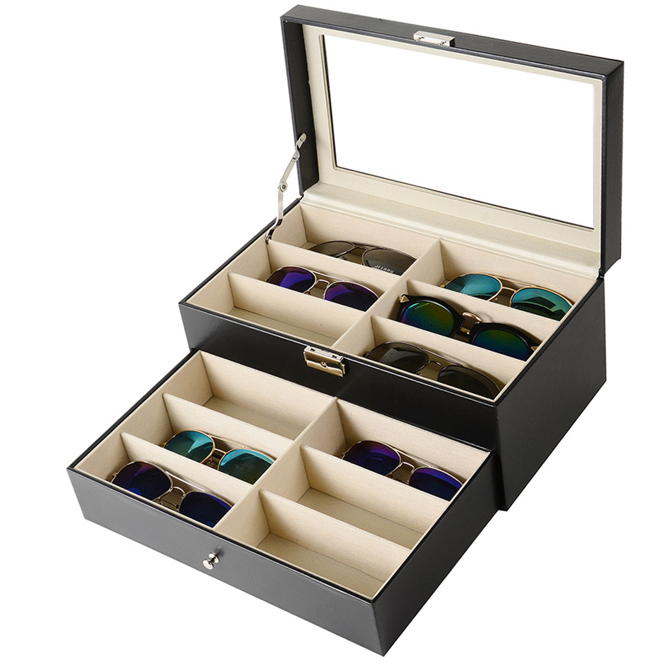 双层眼镜收纳盒12格太阳眼镜展示盒包装盒现货批发 眼镜收纳盒