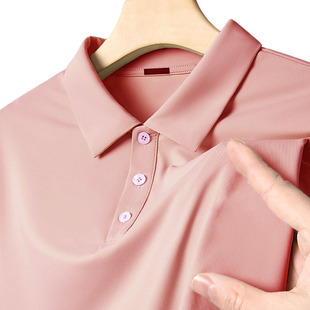 Summer Solid Color Short-sleeved Polo Shirt Men's Business Work Clothes T-shirt Advertising Shirt Trendy Brand Men's Lose Collar T-shirt Men's Clothing