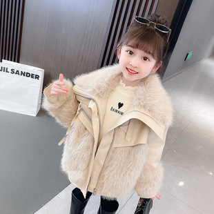 Girls' cotton-padded coat autumn and winter clothes children's parka clothes 2023 new Korean style baby girls' Western style thickened wool top