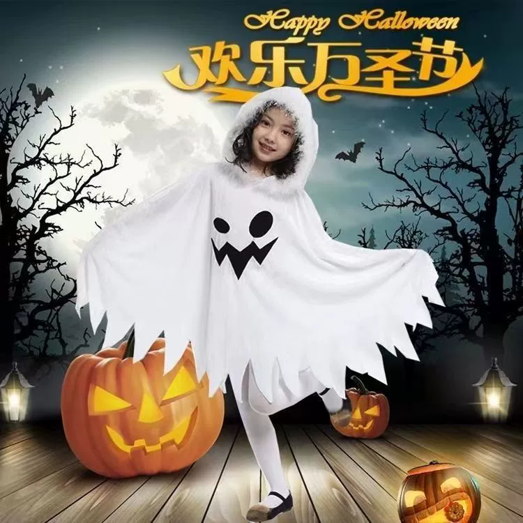 2024 Хэллоуин Детский костюм вампира Белый призрак Плащ Черный Белый Дьявол Смерть
