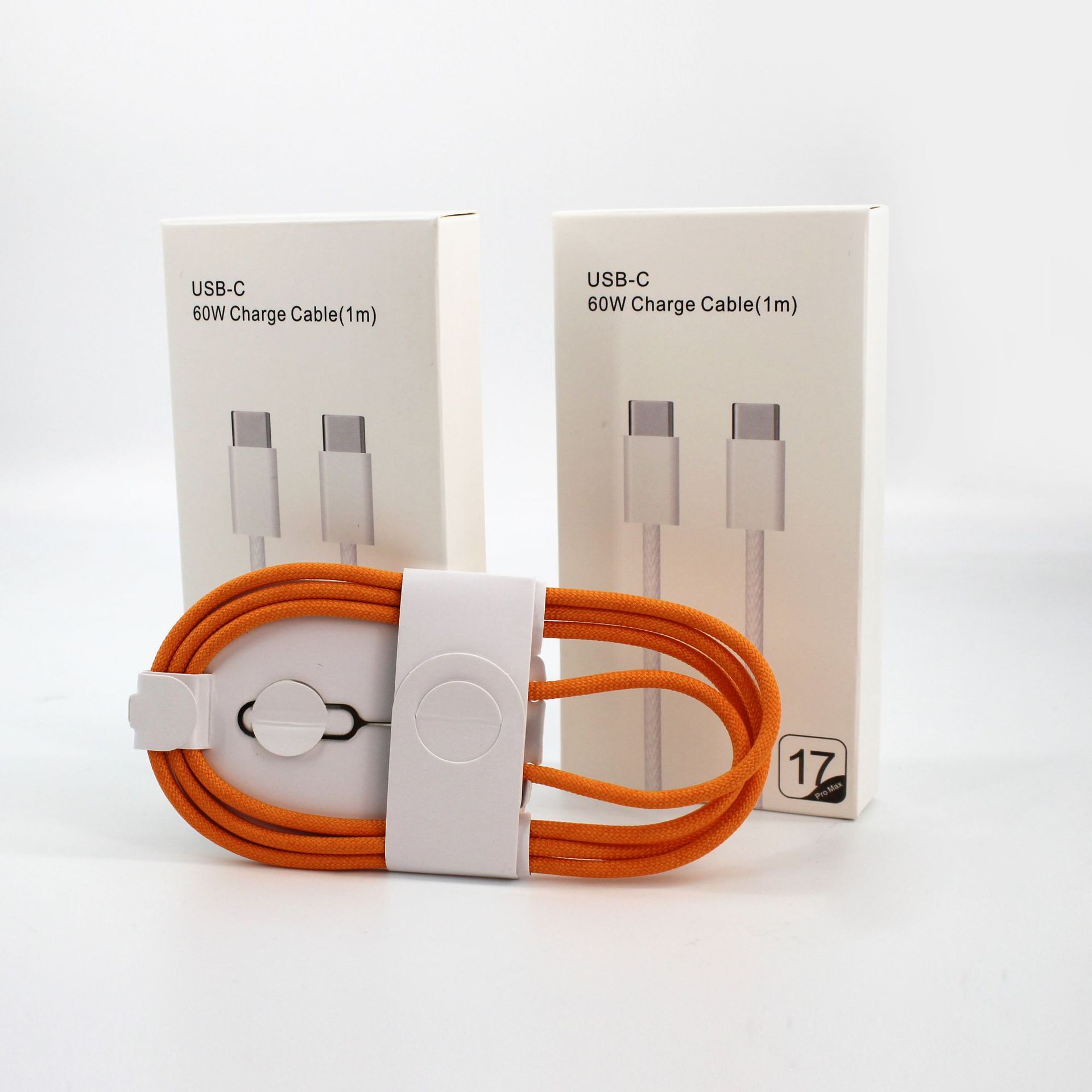 Para Apple 15 - 17 cable de datos de carga rápida 60W cable de carga de teléfono doble tipo-c naranja
