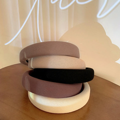 Korean sponge headband milk coffee color high-end headband autumn and winter high skull retro twist hair bundle fabric hair accessories for women