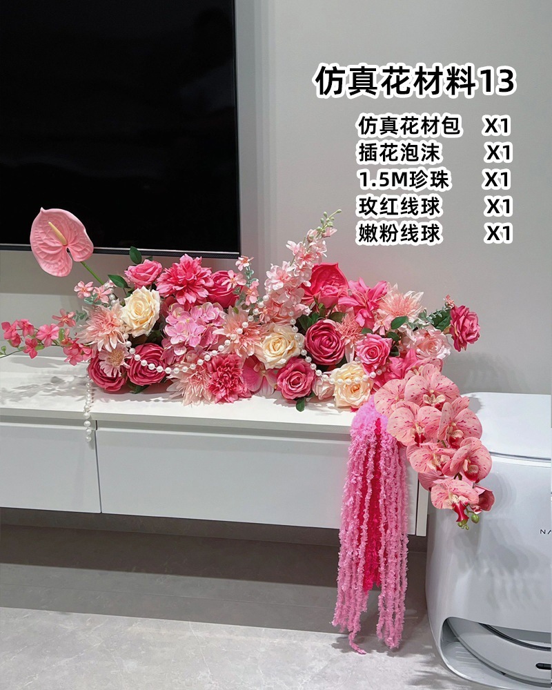 Decoración de la boda Decoración de la boda Decoración de la sala de estar Flor Flor Flor Mesa de la sala de bodas Mesita de la cama de la boda Decoración de flores falsas