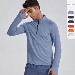 Men's spring and autumn fitness long-sleeved T-shirt quick-drying clothing basketball running yoga sportswear half-zip slim training clothing
