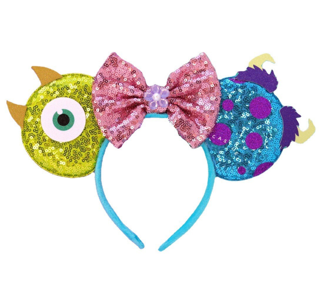 Cute Funny Devil's Eye Bow Knot Cloth Sequins Hair Band display picture 2