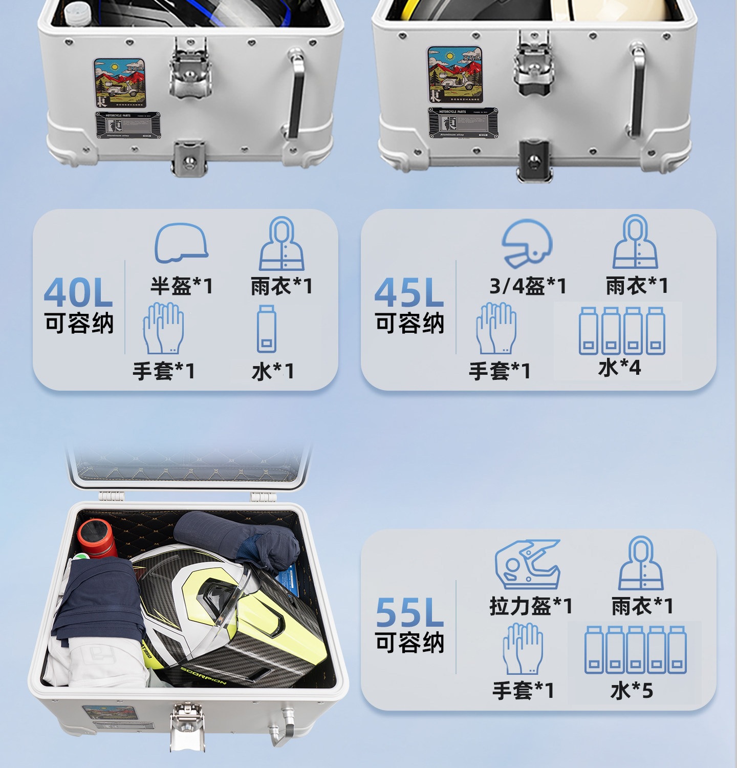 Suitable for aluminum alloy tail box motorcycle trunk, retro quick-release waterproof large-capacity Niu Nine electric vehicle