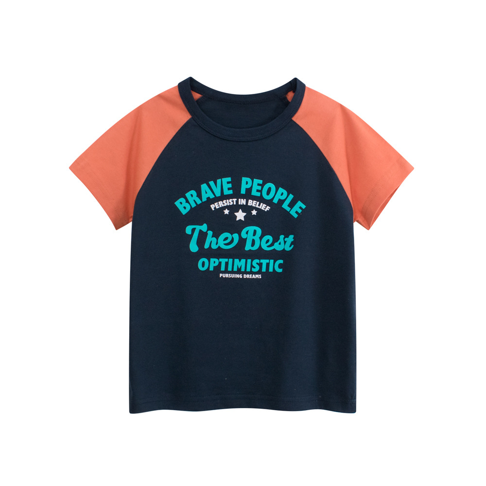 27KIDS ropa infantil transfronteriza verano nueva camiseta de manga corta estampada para niños ropa raglán para niños
