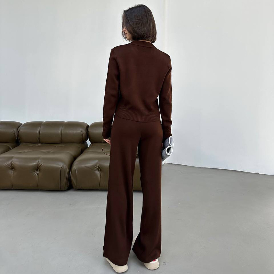 Women's Knitted Sweater And Wide-leg Pants Set Loungewear_voghion.com