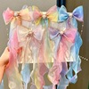 Small princess costume, rainbow hairgrip, hair accessory with bow for princess, ponytail, hairpins, gradient