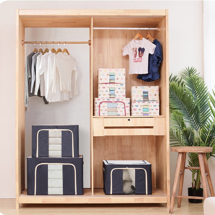 Caja de almacenamiento de ropa tela Oxford marco de acero impermeable transparente plegable caja de almacenamiento de edredón armario para automóviles