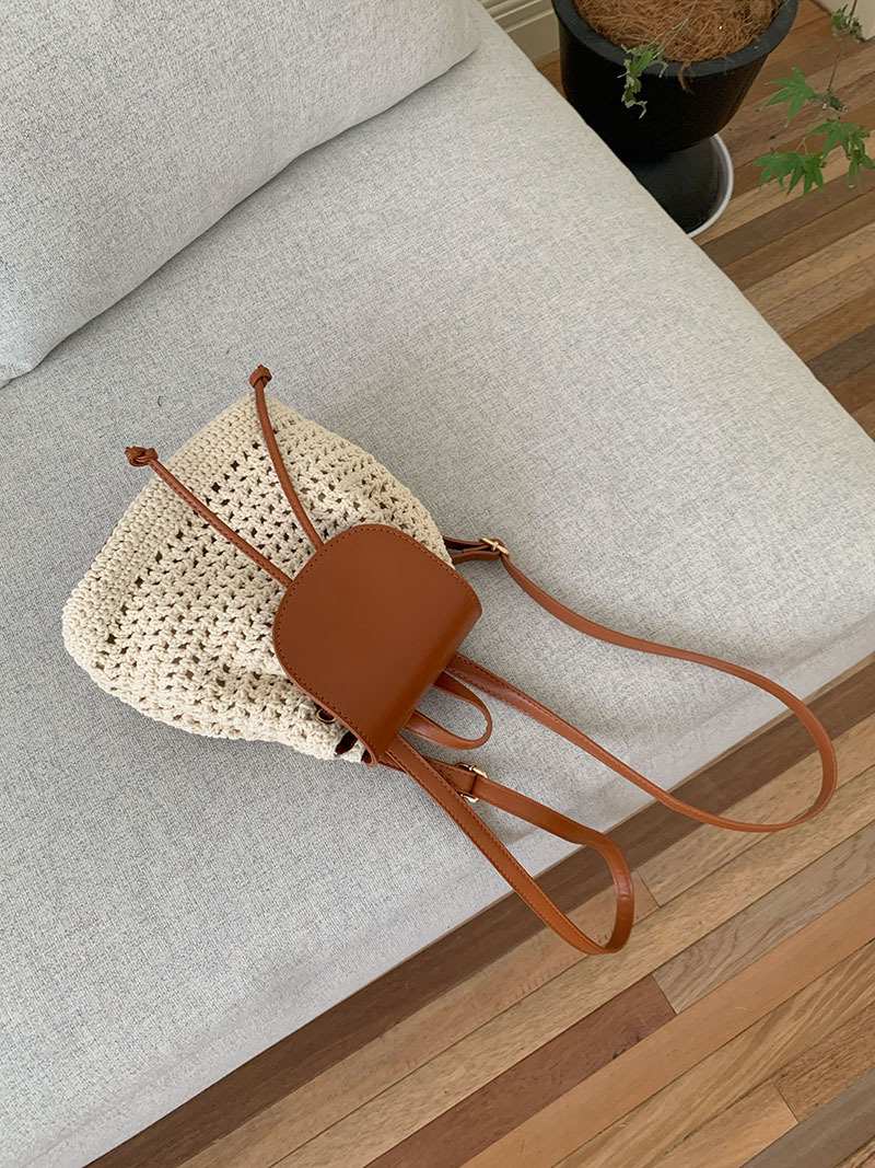 Bolsa de ombro para mulheres 2024 nova bolsa versátil para férias na praia, mochila de viagem com cordão de tecido de grama_voghion.com
