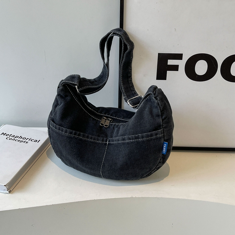 Bolsa de hombro de color sólido bolsas de bolsas de hombro retro vaqueros bolsas de lona de viaje femeninas simples bolsas de clase de estudiantes