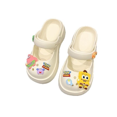 2025 New Mary Jane Shoes Slippers for Women Summer Single Shoes for Outdoor Wear Cute Thick Sole Holes Trendy Slippers Wholesale