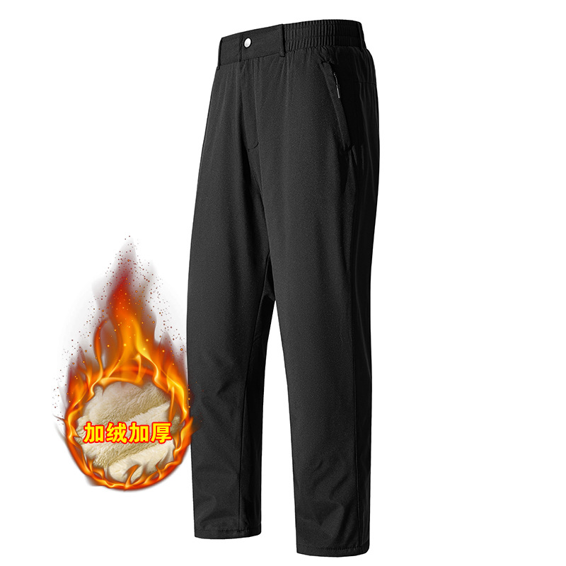 Men's fleece-lined, thickened winter pants, warm, windproof, and cold-proof for middle-aged and elderly men, graphene heat-retaining cotton pants.