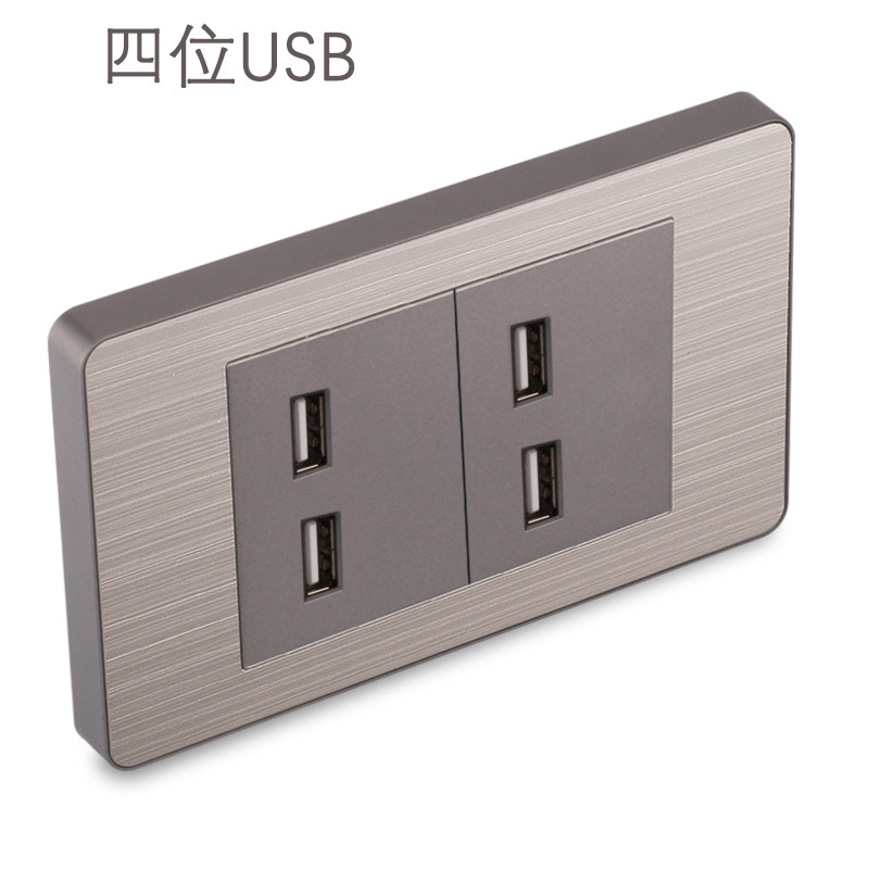 15A panel de metal de acero inoxidable gris dibujado tres agujeros Taiwan fabricado en Estados Unidos enchufe de pared conmutador suministro directo