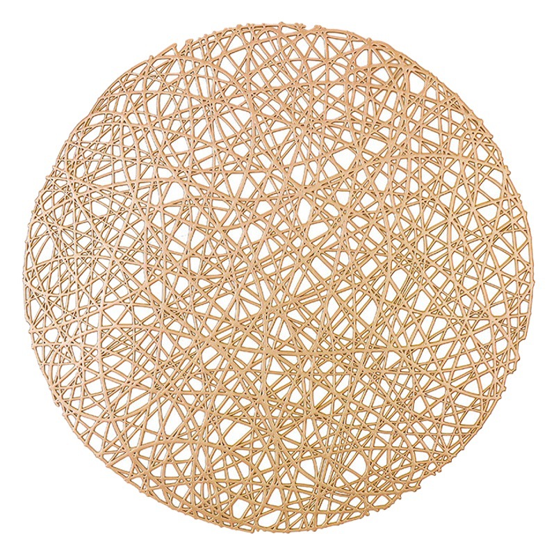 Restaurante occidental decorativo placemat PVC gilding aislamiento estera desordenado línea tejida ronda placemat transfronteriza Venta caliente estera de mesa