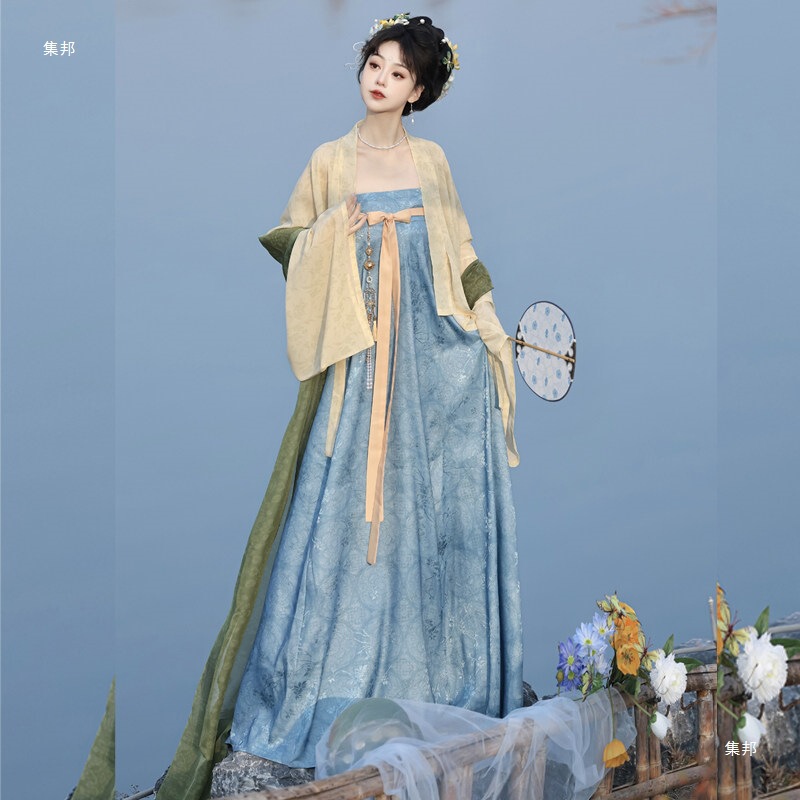 【Peach Blossom Branch】Famen Temple Style Tang Dynasty Hanfu High Waist Skirt Daily Wear Strap Dress Spring/Summer New Collection 【Peach Blossom Branch】Famen Temple Style Tang Dynasty Hanfu High Waist Skirt Daily Wear Strap Dress Spring/Summer New Collection