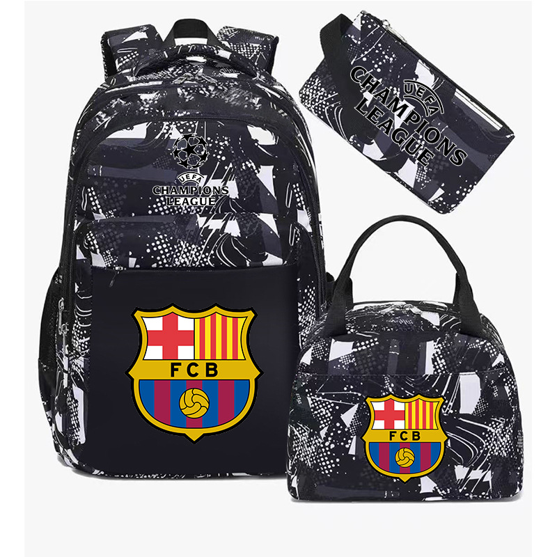 Aficionados al fútbol del Real Madrid Chelsea estudiantes de primaria alrededor de la mochila del Bayern mochila de tres piezas de gran capacidad