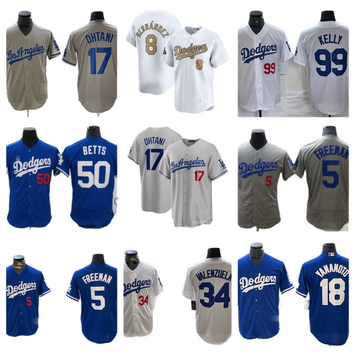 Форма Los Angeles Dodgers 17 Ohtani 22 Kershaw, бейсбольная джерси