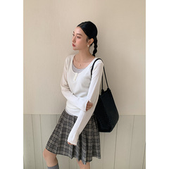 衣尔衫 松弛感！ 简约休闲假两件针织衫女正肩长袖百搭显瘦0524