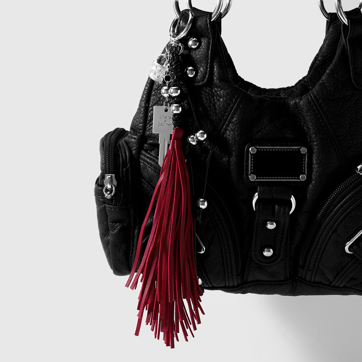 y2k punk oscuro viento multicolor cuero bordilla ataúd esqueleto cruz cuentas DIY llavero bolso colgante