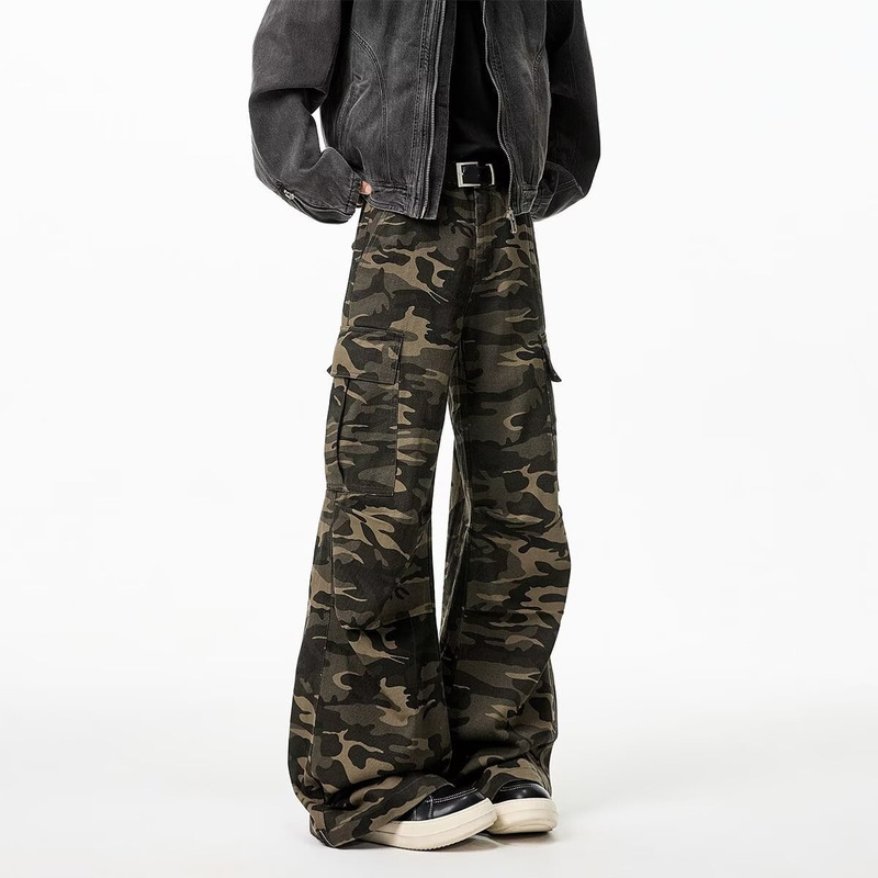 Extended Camouflage Work Jeans for Men, Summer Season, Extra-Long Version for Tall Men (190cm), Trendy Straight-Leg Pants Extended Camouflage Work Jeans for Men, Summer Season, Extra-Long Version for Tall Men (190cm), Trendy Straight-Leg Pants