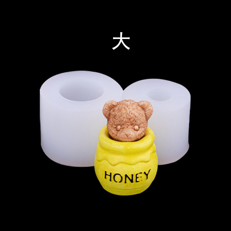 Dibujos animados tridimensional miel olla oso peluche perro aromaterapia vela molde de yeso hornear Fondant chocolate seco ritmo molde