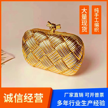 欧美跨境专供新款手工编织时尚晚宴包手拿包家编织手抓包单肩包