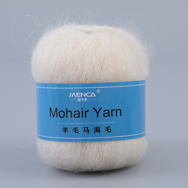 Mohair Yarn Factory Direct Sales Menca Long Hair Yarn Handmade Cat Tail Yarn Knitting Hand-Woven Pom Pom