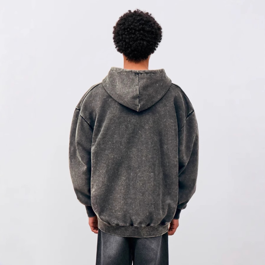 Schwerer Cardigan mit Reißverschluss und Kapuze für Herren, amerikanischer Retro-Stil, lockerer Oversize-Schnitt, Unisex, Herbst- und Winter-Partner-Sweatshirt_voghion.com