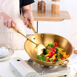 平底炒锅不粘锅家用炒菜锅煎锅煤气灶电磁炉通用配锅铲轻巧可logo