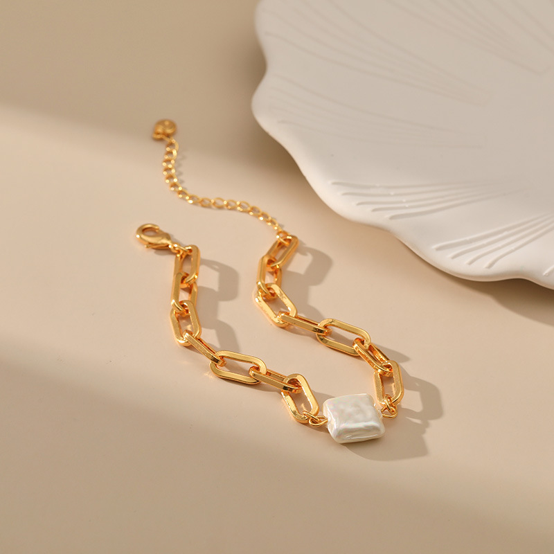 Fashion Square Copper Pearl Plating Bracelets 1 Piece