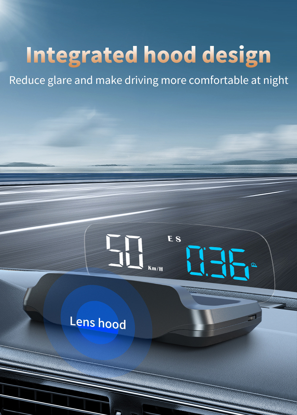 No ghosting HUD head-up display car GPS high-definition USB-powered universal car speedometer altitude date
