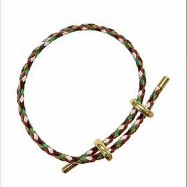 民族风红绳手链diy配件不锈钢工字扣可调节钢丝绳防水情侣手饰女