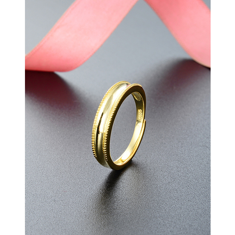 Esmerilado abierto s925 anillo de plata liso anillo de dedo índice femenino japonés y coreano creativo personalizado pulido anillo al por mayor