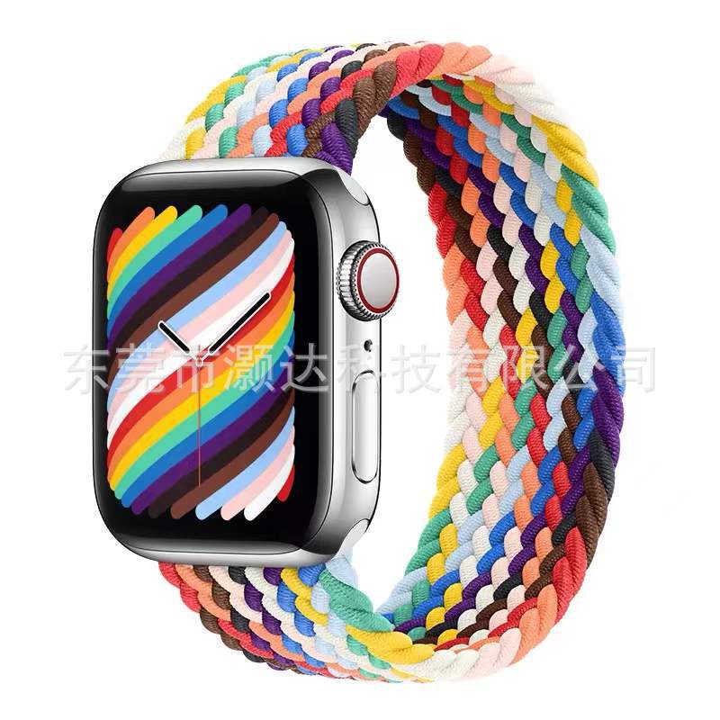 Suitable for iWatch Apple Smart Watch Rainbow Strap Woven Single Circle Watch Strap Sports Apple Smart Watch Strap