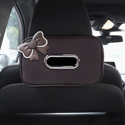 Car tissue box/set car tissue box, hanging cute - one-pack-brown-tissue-box-brown-bow
