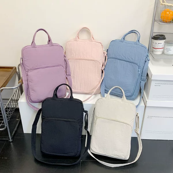Tablet Computer Bag, Simple Nylon Cloth Bag, Commuter Women's Shoulder Bag, Large Capacity Handbag, Student Class Crossbody Bag