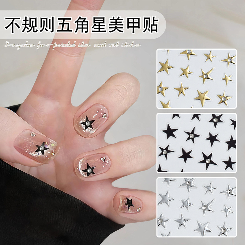 Explosive Flash Crystal Diamond Nail Art Sticker Wear Armor Jewelry INS Wind Broken Diamond Irregular Five-pointed Star Nail Sticker
