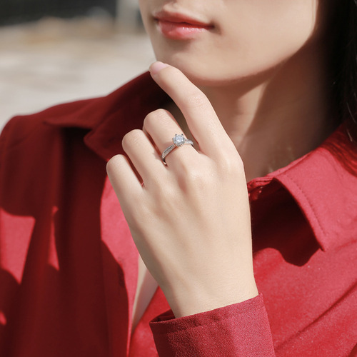s925 silver moissanite half wall Jiangshanhao inlaid ring silver plated 18K gold women's trendy half arm ring live delivery