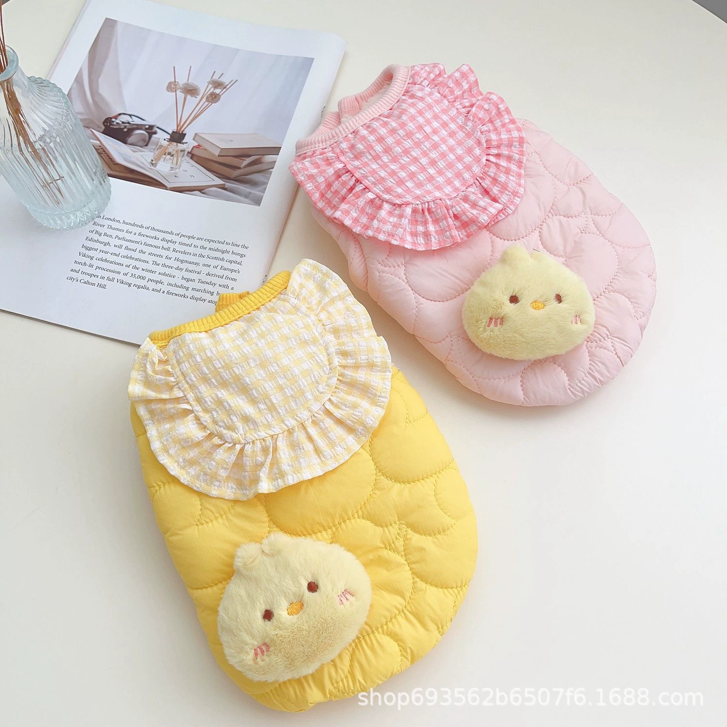 Мягкий милый утенок домашняя одежда собака осень зима новый Тедди Биби медведь теплая кошка жилет