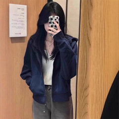 小柄なファッションのジッパーのカーディガンの女性の春の新型の短い上着と帽子のコートの2025韓国版のレジャー