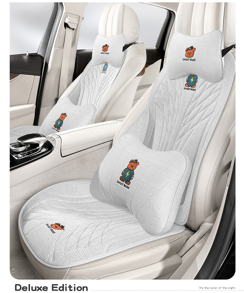 Car Seat Cushion, Suitable for All Seasons, Light Luxury and High-End Feel, Single Driver's Seat Cushion Cover, Cartoon Design