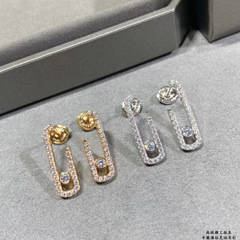 Xiaohongshu ホットモデル Messi カークラシックダイヤモンドスタッドピアスファッションメッキ 18K ローズゴールドシングルダイヤモンドパーソナライズされた空飛ぶ円盤耳栓